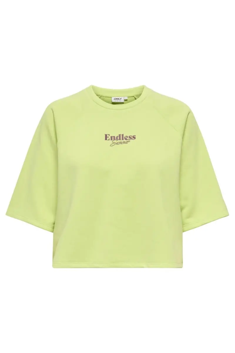 Onlcora Short-Sleeve Printed O-Neck Sweatshirt In Lime 1