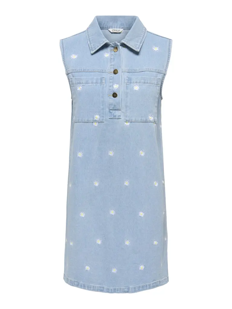 Onldaisy Girls' Embroidered Denim Dress – Light Blue 1