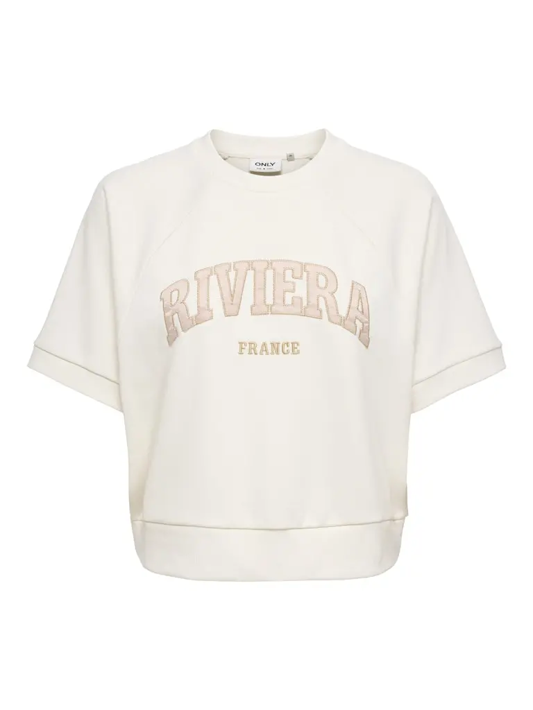 Onldaze Girls' Short-Sleeve Raglan Sweatshirt – White Print 1