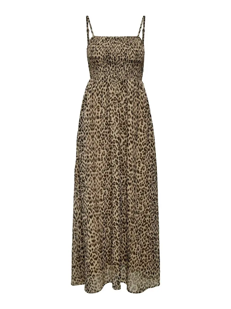 Onlelena Vikki Strap Ankle-Length Dress In Brown Print 1