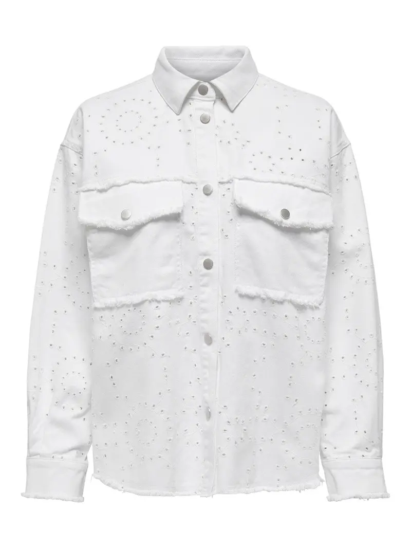 Onlelena Women'S Embroidered Overshirt Jacket - White 1