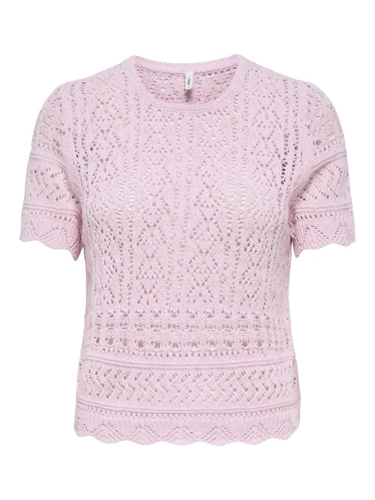 Onlelke Structured O-Neck Tee In Light Pink 1
