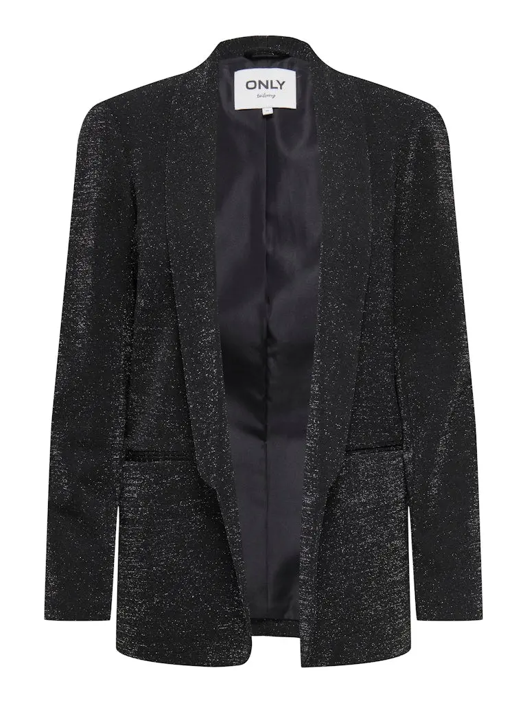 Onlelly-Alya Life Long-Sleeve Glitter Blazer In Black 1