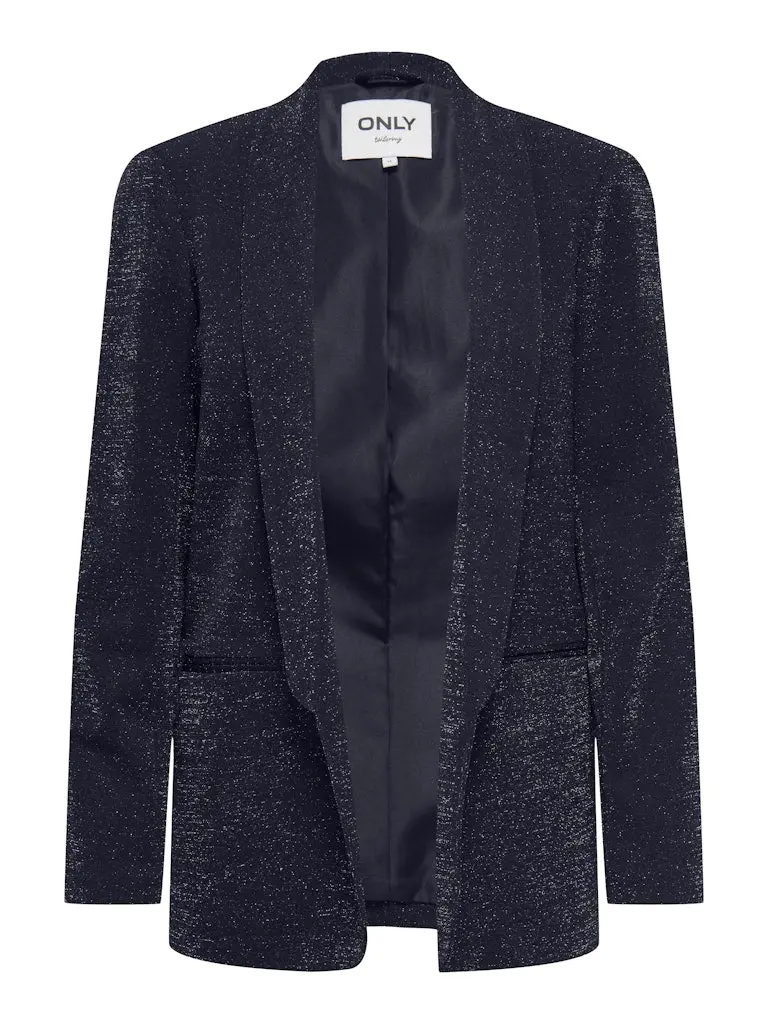 Onlelly-Alya Life Long-Sleeve Glitter Blazer In Navy 1