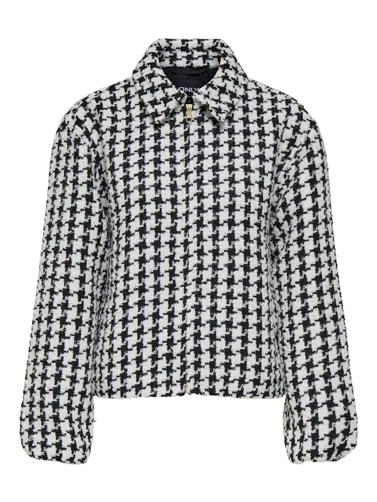 Onlflorance Bouclé Zip-Front Jacket In Black Print 1