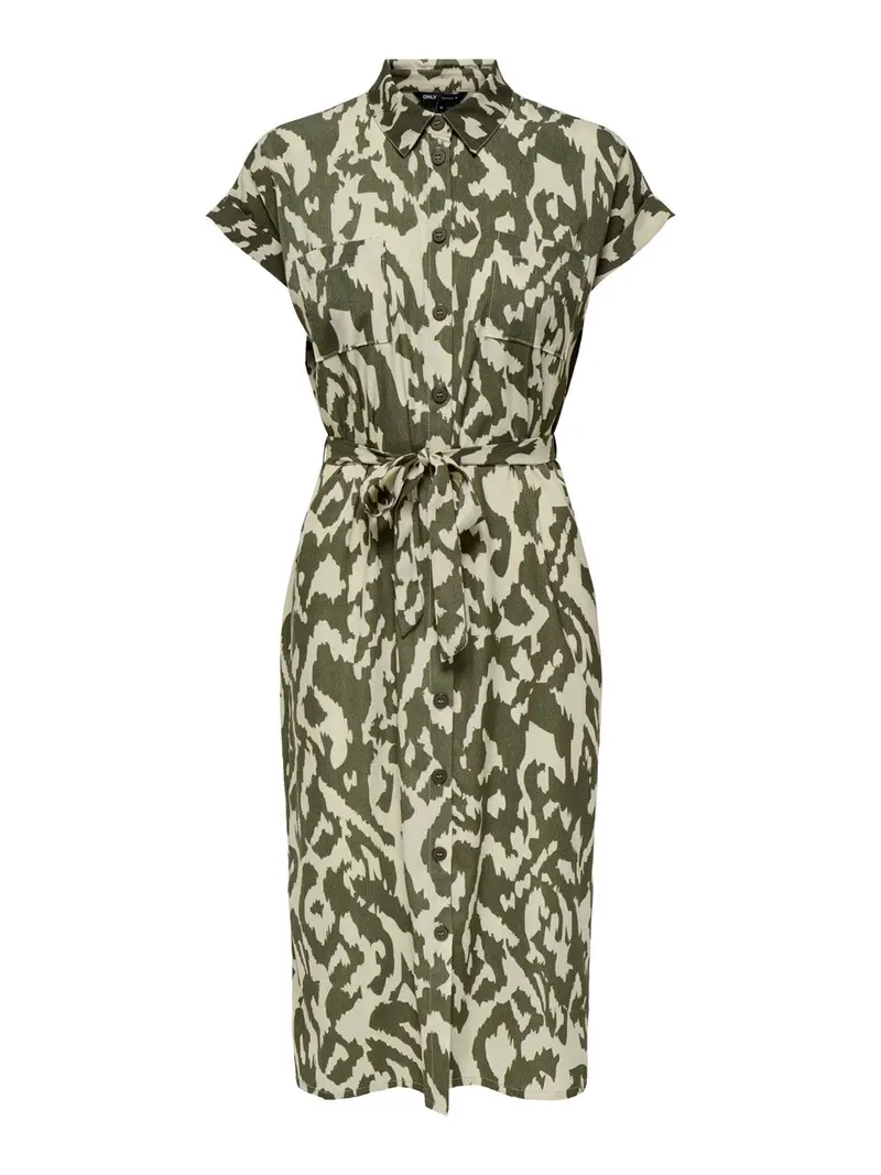 Onlhannover Short-Sleeve Shirt Dress In Green Floral Print 1