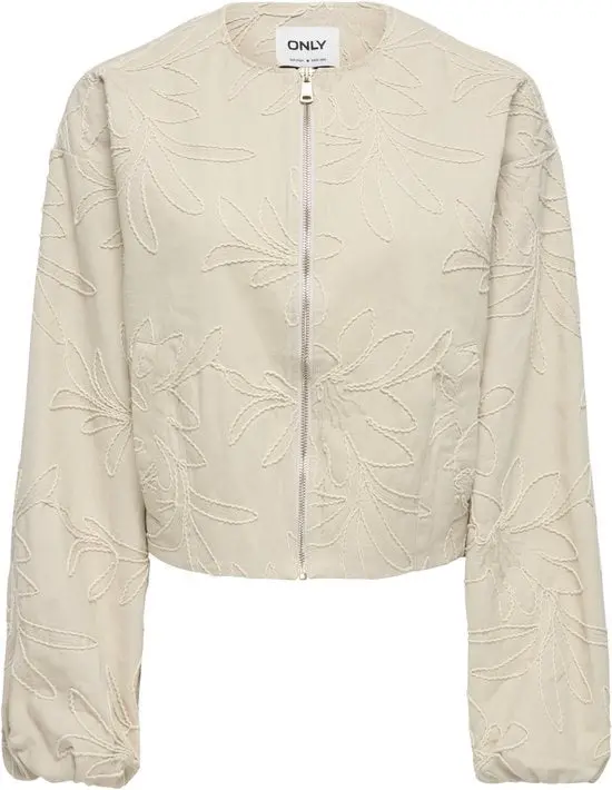 Onlisabella Embroidered Oversized Bomber Jacket In Ecru 1