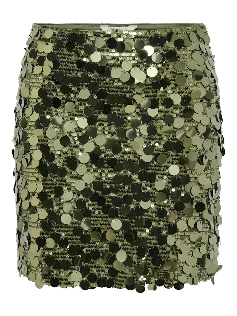 Onljadel Sequined Woven Skirt In Army Green 1