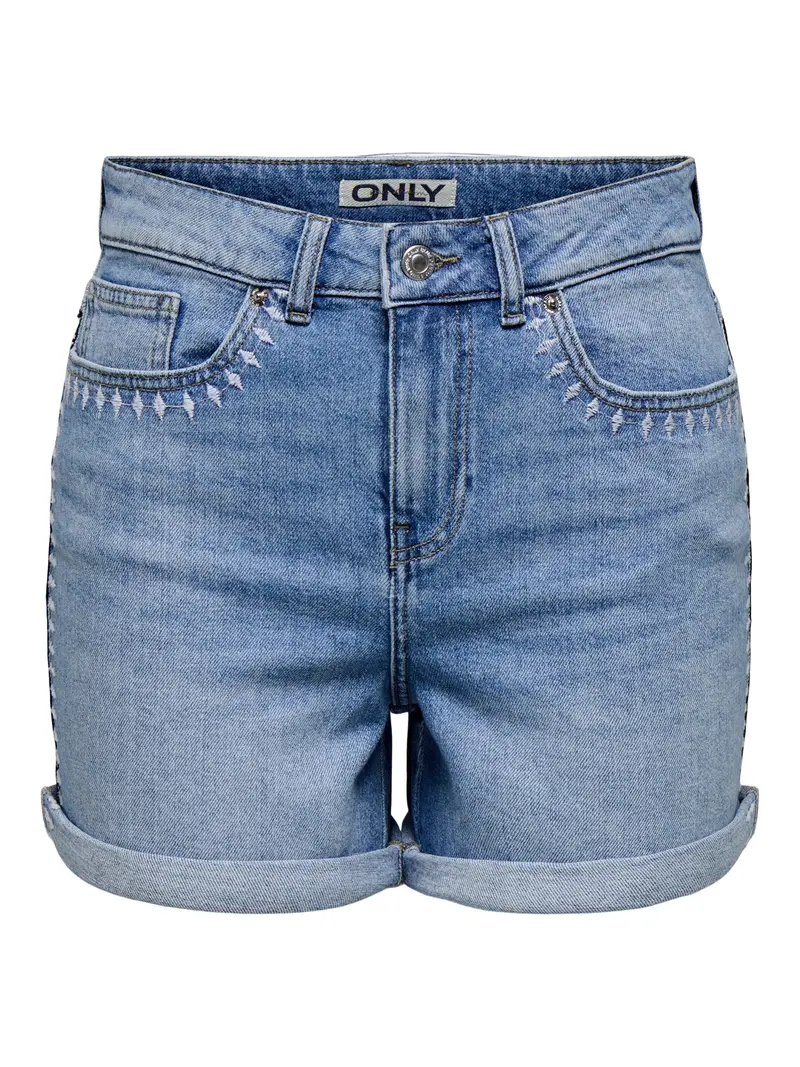 Onljosephine Stretch Embroidered Denim Shorts – Blue Denim 1