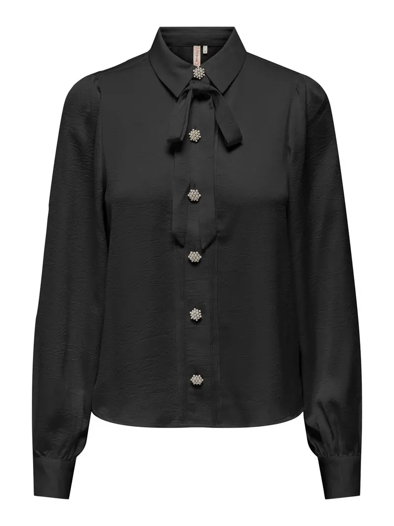 Onlkathrine Black Long-Sleeve Button-Detail Top With Jewelry Accents 1