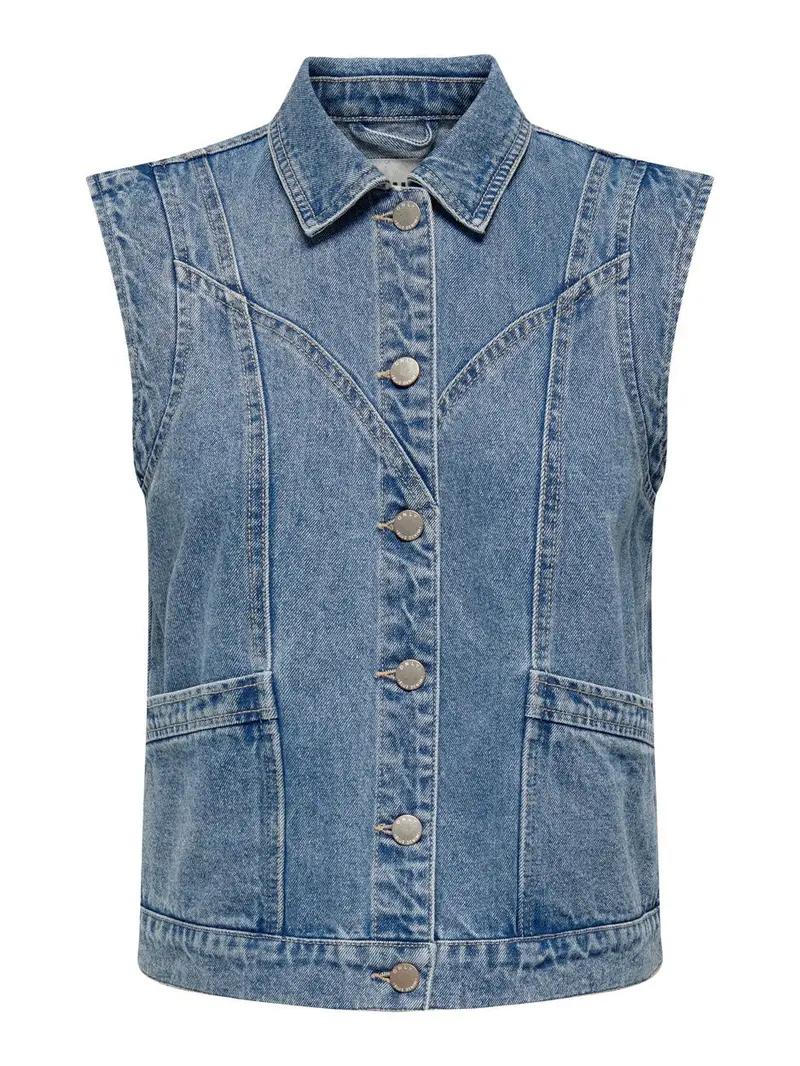 Onlkennedy Denim Waistcoat With Tailored Fit In Classic Blue 1
