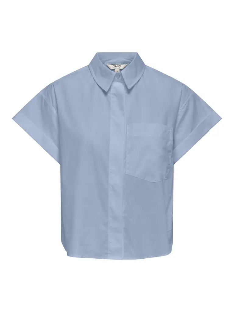 Onlkeri Short-Sleeve Folded Shirt In Woven Fabric – Light Blue 1
