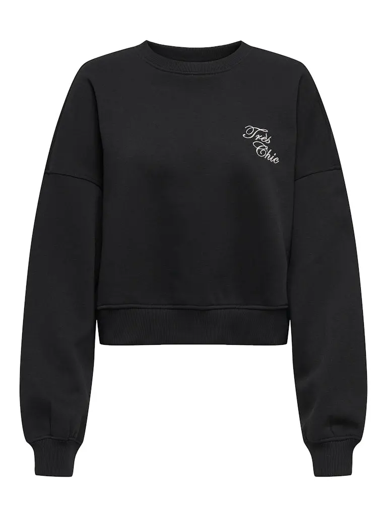 Onlkiara Long-Sleeve O-Neck Sweater With Pearl Detail In Black 1