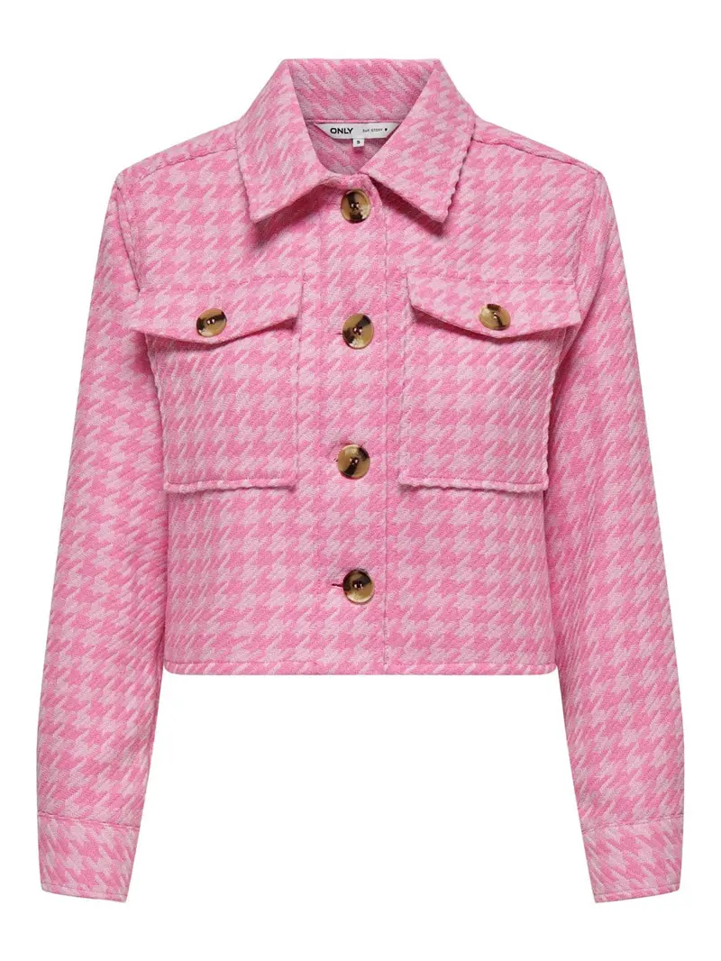 Onlkimmie Pink Patterned Short Jacket With Contrast Trim 1