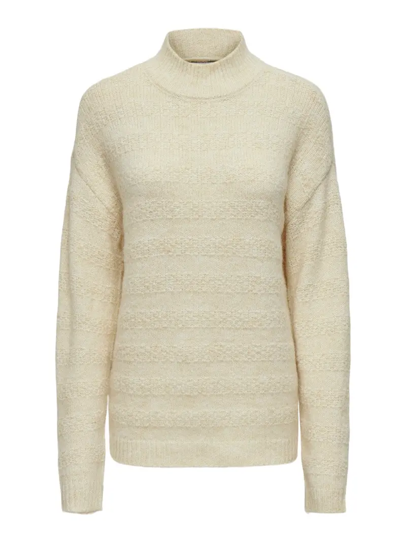 Onlklarisa Off-White High-Neck Knit Top With Back Fastening 1