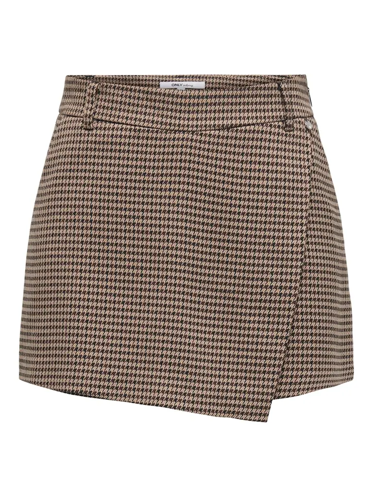 Onllettie Brown Check Skort With Belt Loop Detail 1