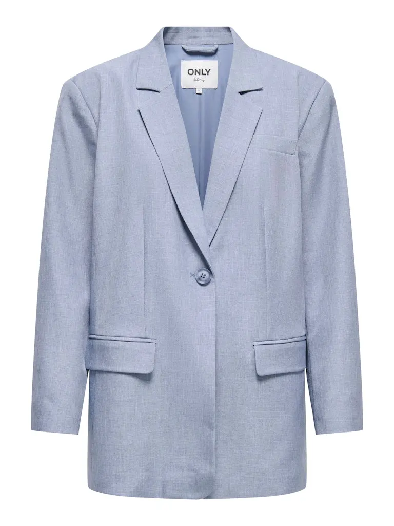 Onllinda Long-Sleeve Boyfriend-Style Melton Blazer - Blue Mix 1