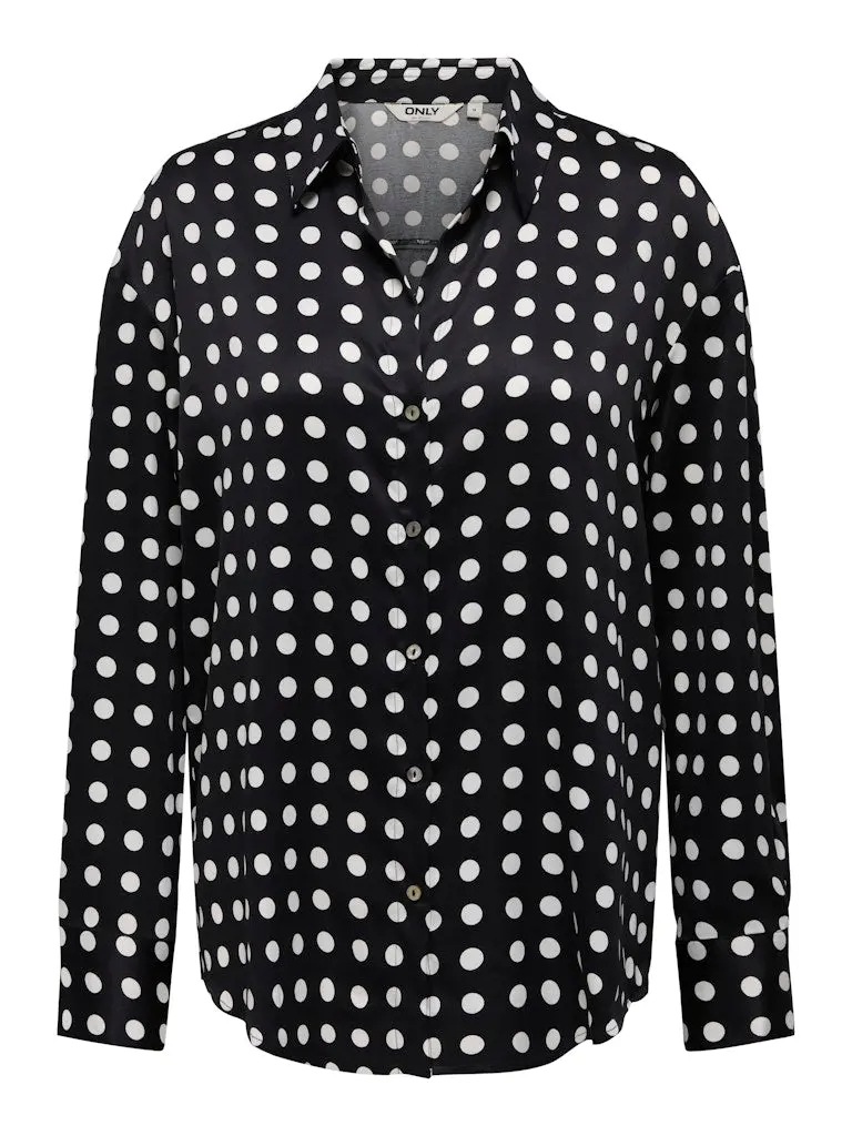 Onllydia Long-Sleeve Satin Shirt In Black Print 1