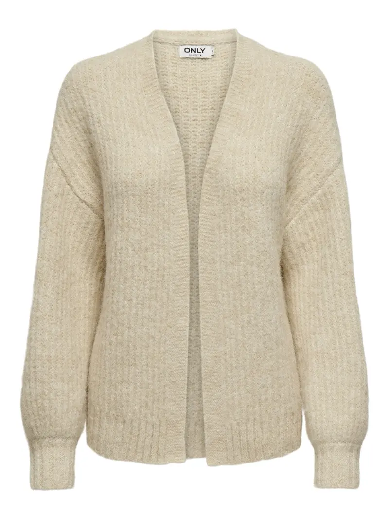 Onlmaggie Ribbed Long-Sleeve Open-Front Cardigan – Ecru 1