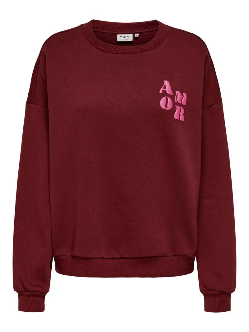 Onlmarey Boxy Long-Sleeve Top With Stone Red Print 1