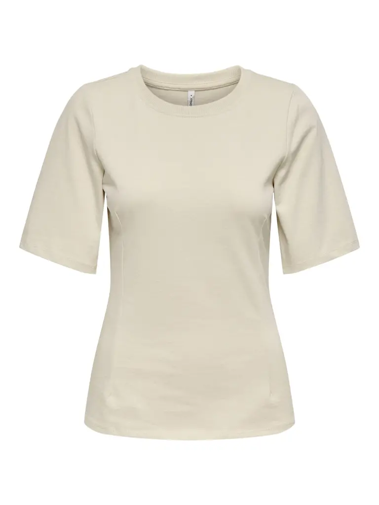 Onlmarie Life Short Sleeve Waist-Cinching Top For Juniors In Beige 1