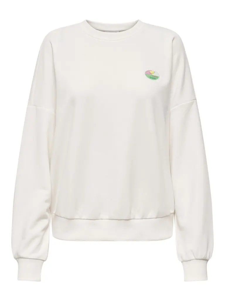 Onlminna Long-Sleeve Cotton Sweatshirt In Crisp Off-White – Crew Neck 1