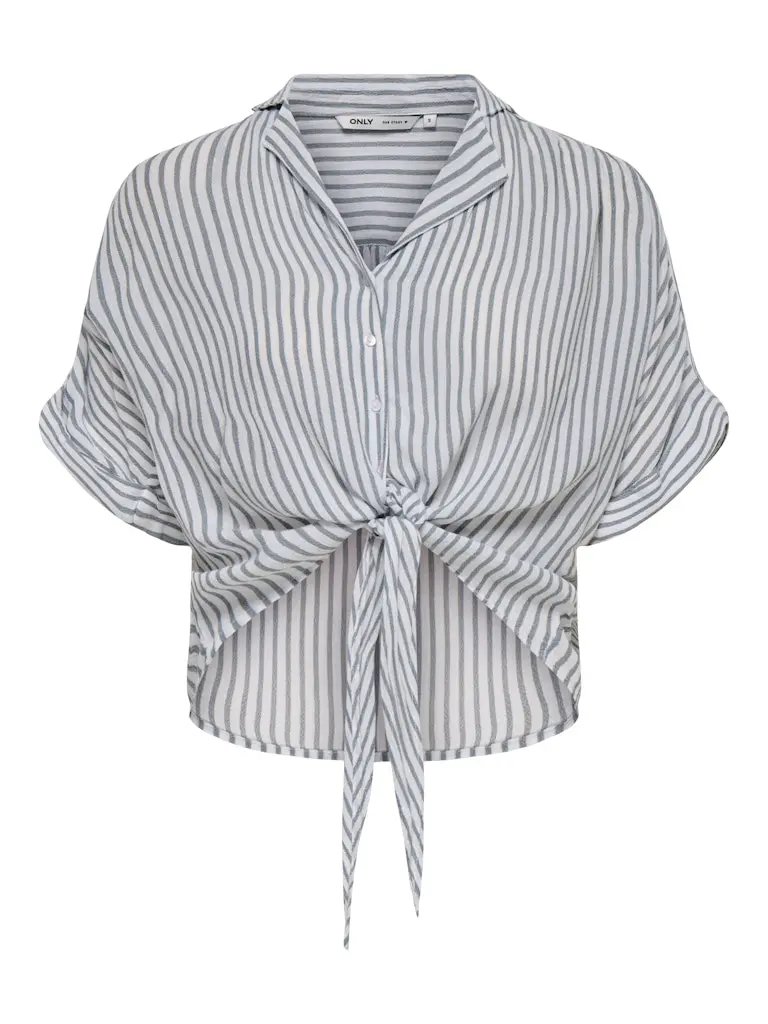 Onlpaula Life Short-Sleeve Tie-Front Top With Pattern In White 1