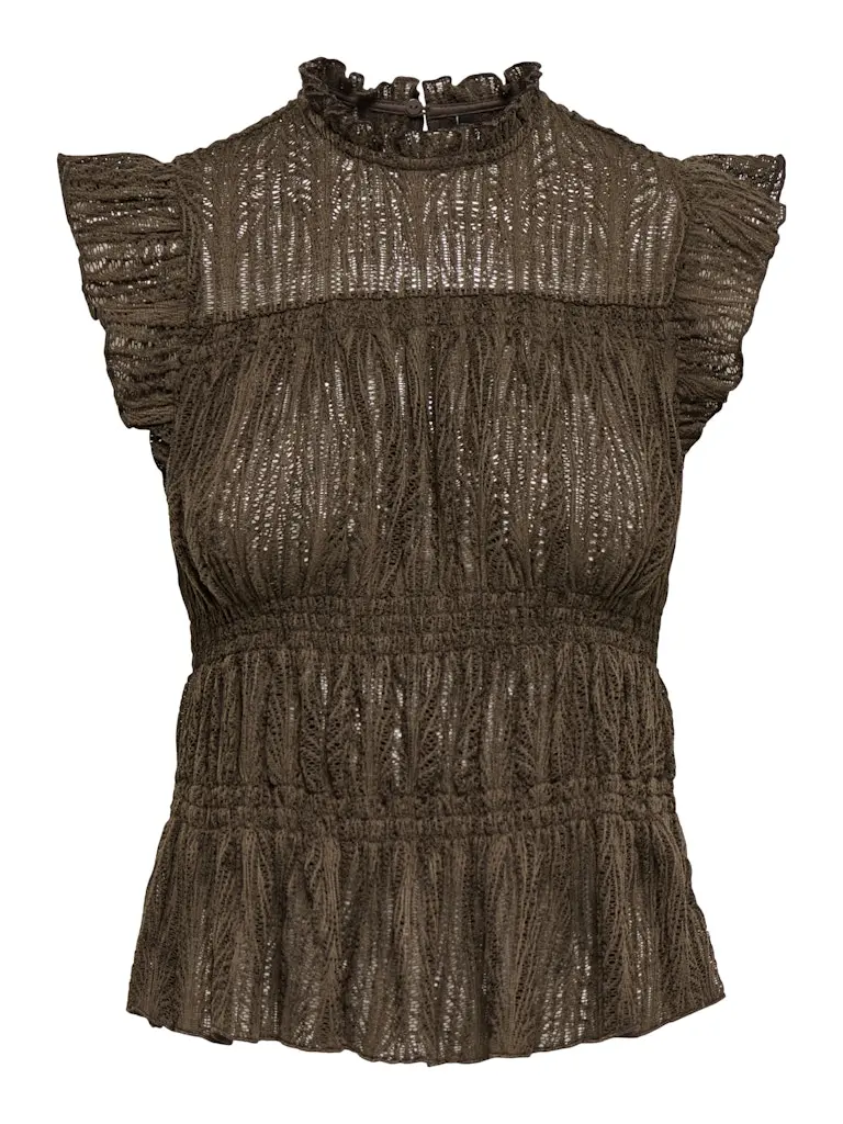 Onlshaila Gathered Sleeve Top For Juniors In Brown 1