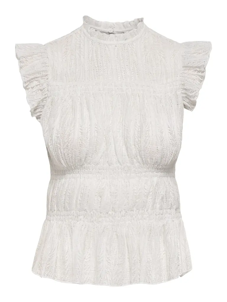 Onlshaila Gathered Sleeve Top For Juniors In White Floral Print 1