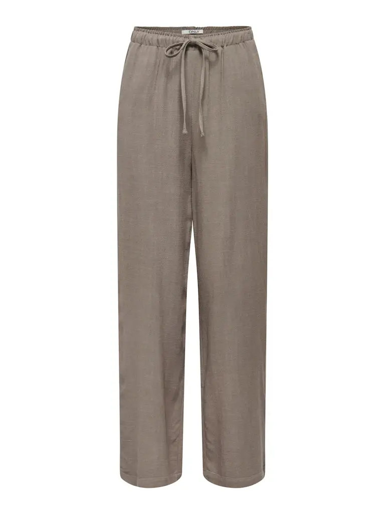 Onlsiesta Women'S Linen Pull-Up Pants With Noos Detail In Taupe 1