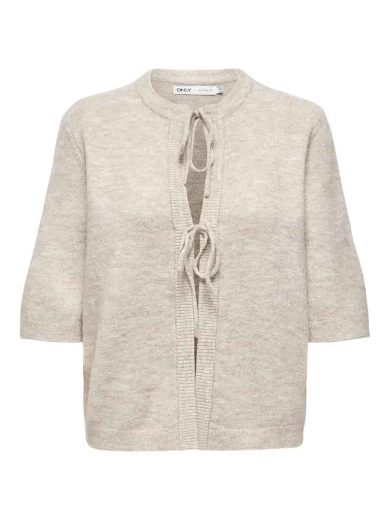 Onlsimoni Three-Quarter Sleeve Bow Detail Cardigan – Sand 1