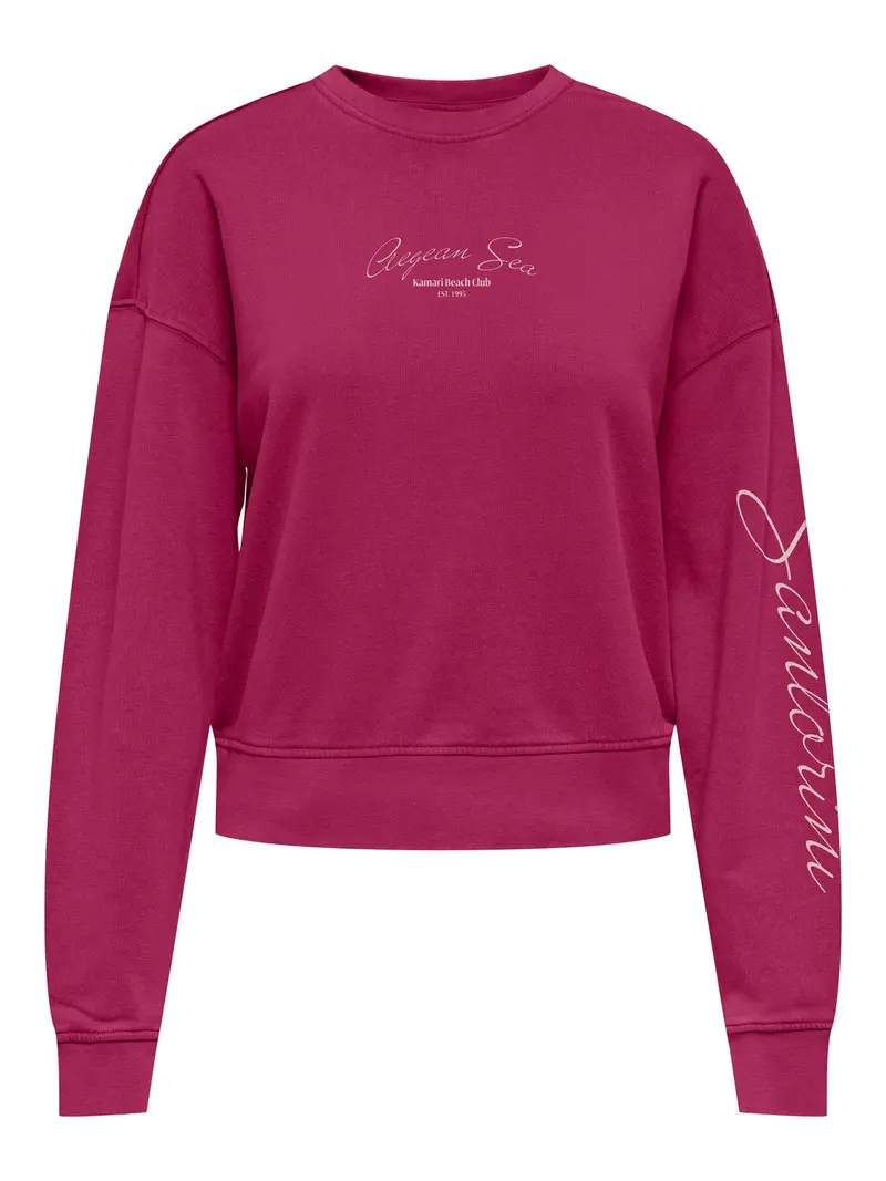 Onltabba Long-Sleeve Round-Neck Sweatshirt In Fuchsia 1