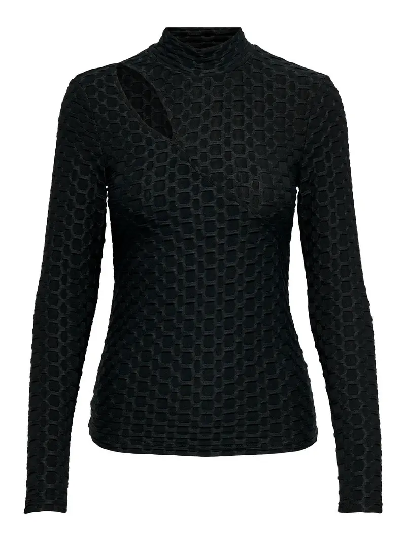 Onltenna Long-Sleeve High-Neck Cut-Out Top For Boys – Black 1