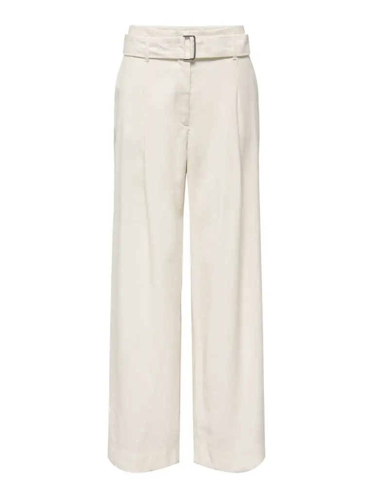 Onltila High-Waisted Wide-Leg Pants With Adjustable Waistband In Ecru 1