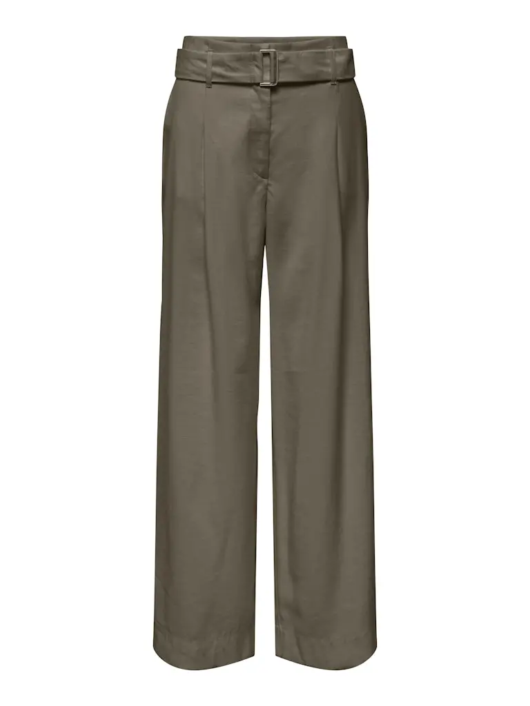 Onltila High-Waisted Wide-Leg Trousers With Matching Belt In Army Green 1