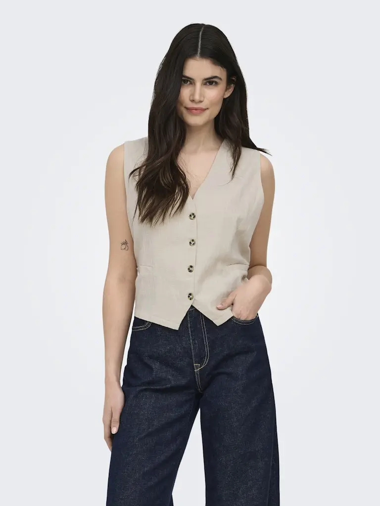 Onltizana Cotton Vest Top In Beige 1