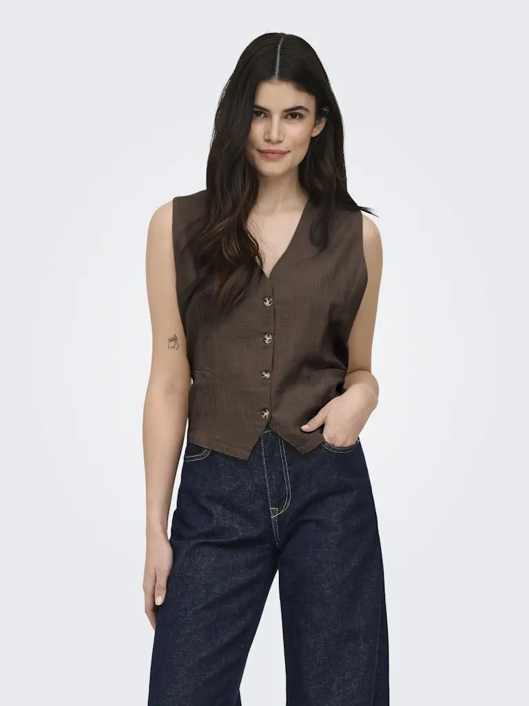 Onltizana Cotton Vest Top In Brown 1