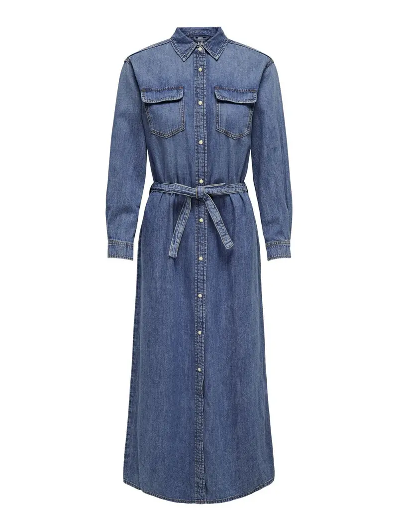 Onltrudy Blue Denim Belted Long Sleeve Dress 1