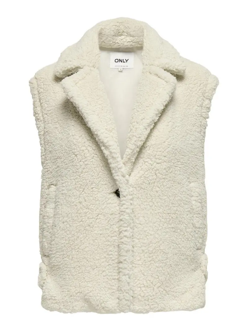 Onlwilma Off-White Teddy Waistcoat With Contrast Stitching 1