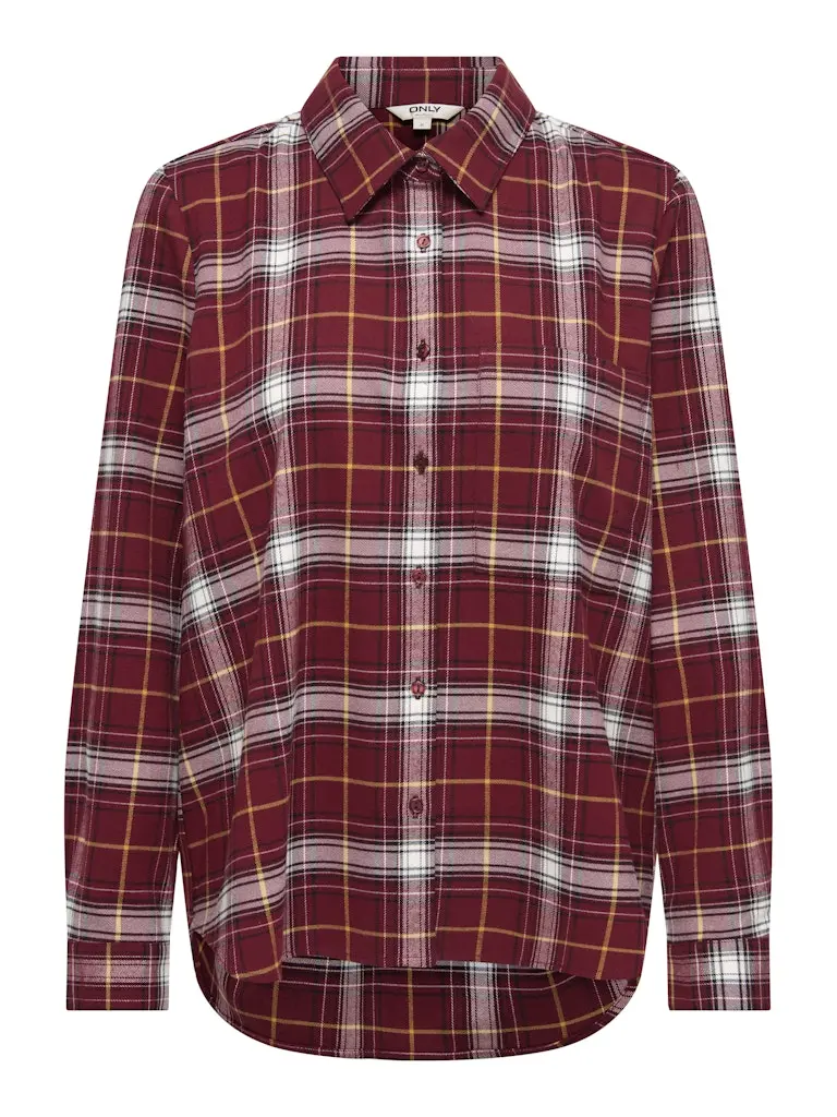Onlwren Red Plaid Button-Up Shirt 1
