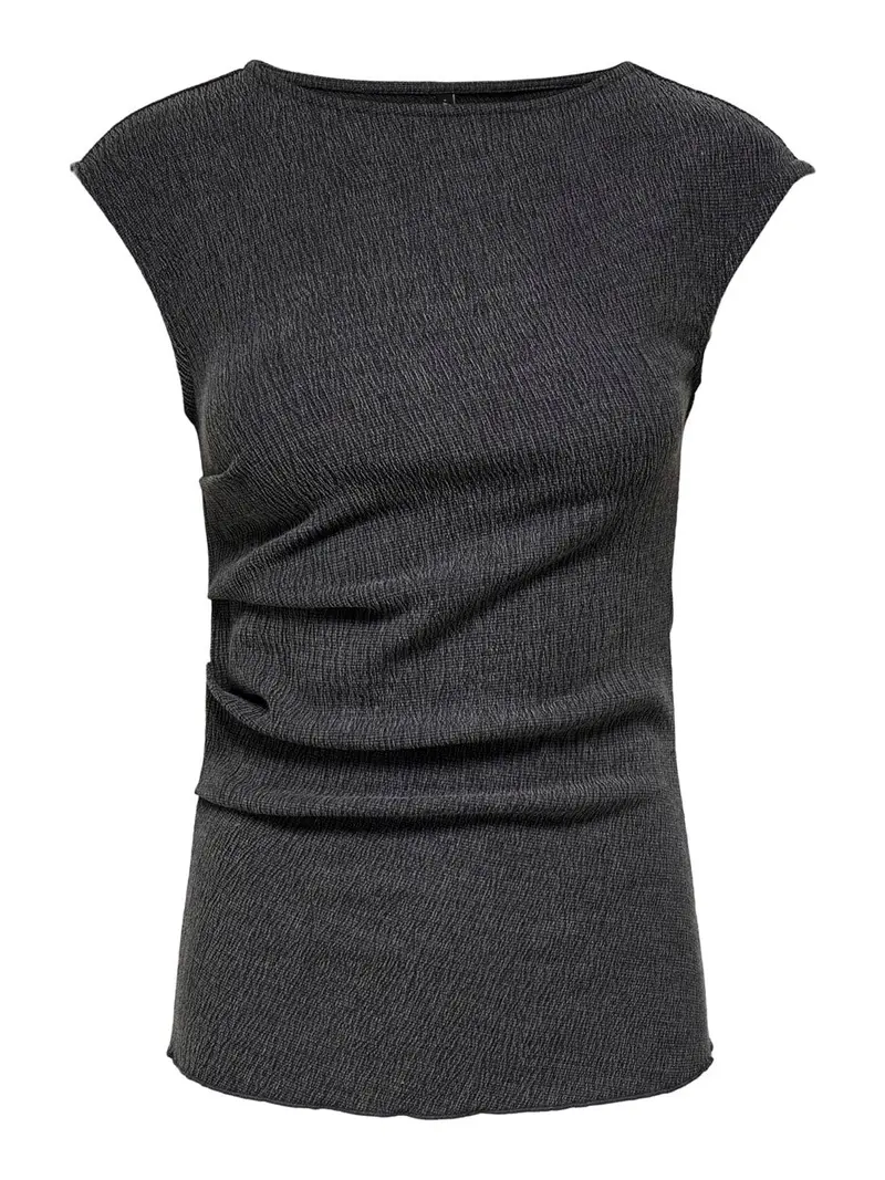 Onlyan Ruched Sleeve Top In Grey - Contemporary Silhouette 1