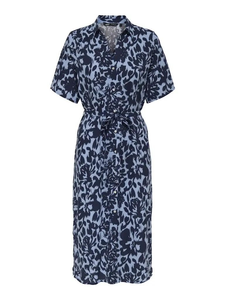 Onlyasmin Blue Patterned Shirt Dress – Woven Texture 1