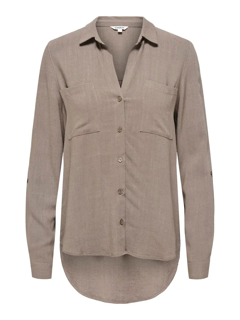 Onlyasmin-Siesta Long-Sleeve Linen Blend Shirt And Pants Set – Taupe 1