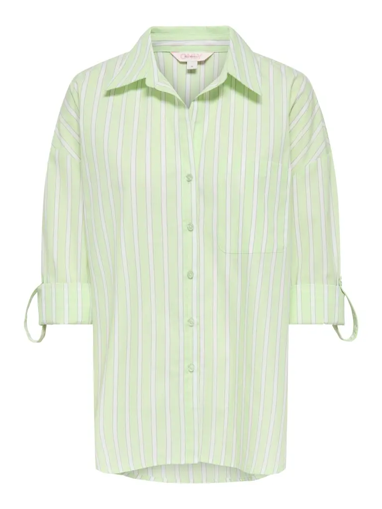 Onlzaylee Long-Sleeve Printed Shirt In Green Floral Pattern 1