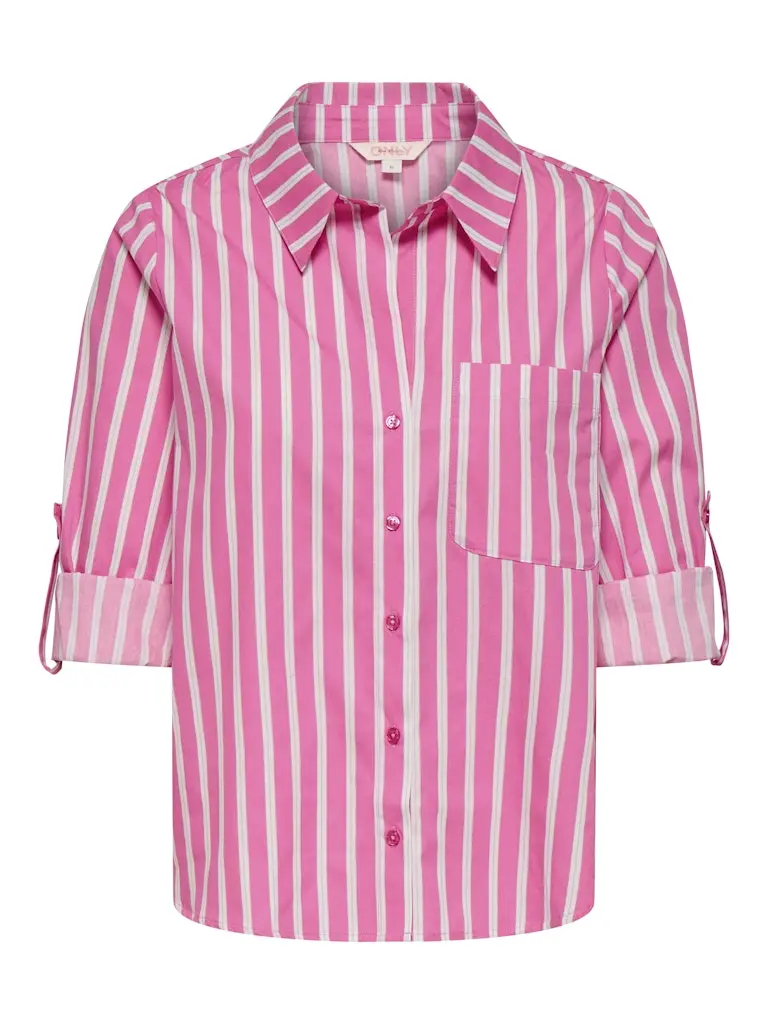 Onlzaylee Long Sleeve Shirt In Fuchsia – Cotton Satin Blend 1