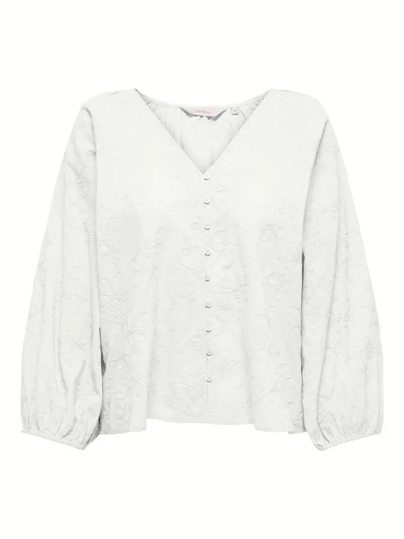 Onlzion Three-Quarter Sleeve Embroidered Top In Off-White 1