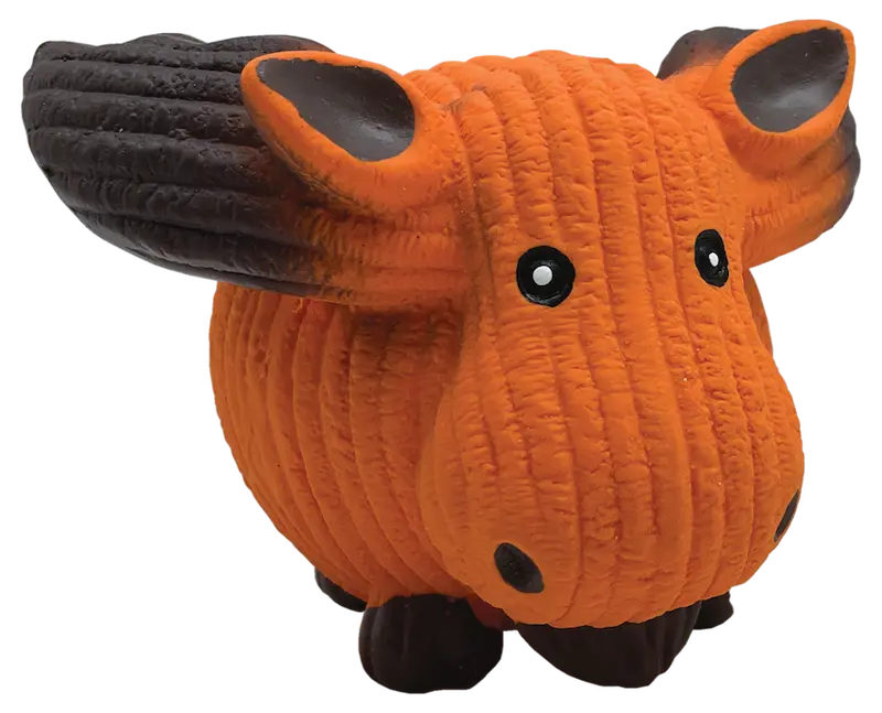 Orange Moose-Shaped Rubber Dog Toy 1