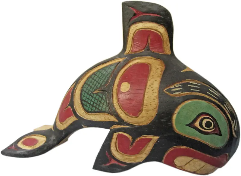 Orca Whale Totem Wooden Carving – 6-Inch Tall 1