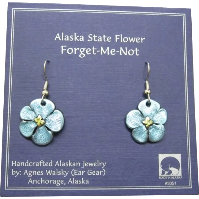Oversized Forget-Me-Not Dangle Earrings – Statement Floral Style 1