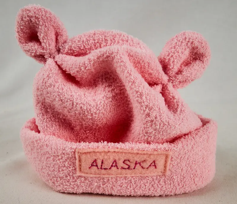 Pink Bear-Ears Newborn Hat – Gentle Knit For Infants 1